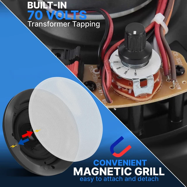 Alt view image 6 of 7 - Ceiling and Wall Mount Speaker-8 2-Way 70V Audio Stereo Sound Subwoofer Sound with Dome Tweeter,600 Watts,in-Wall&in-Ceiling Flush Mount for Home Surround System- PDIC8LT(White)