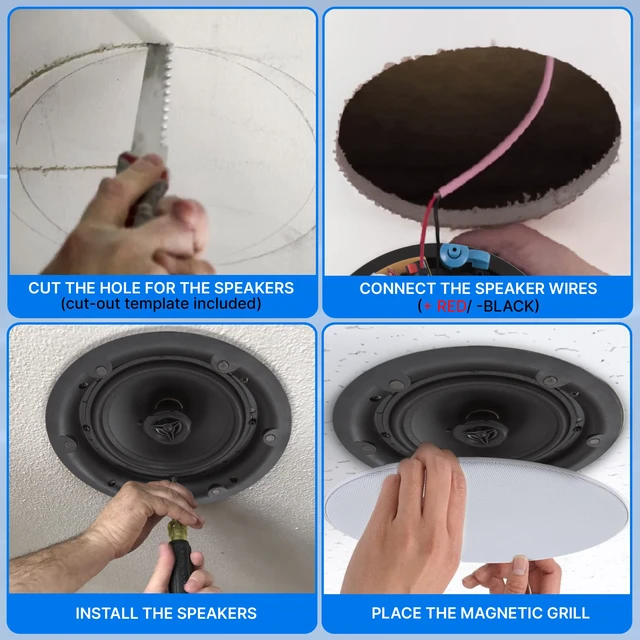 Alt view image 5 of 7 - Ceiling and Wall Mount Speaker-8 2-Way 70V Audio Stereo Sound Subwoofer Sound with Dome Tweeter,600 Watts,in-Wall&in-Ceiling Flush Mount for Home Surround System- PDIC8LT(White)