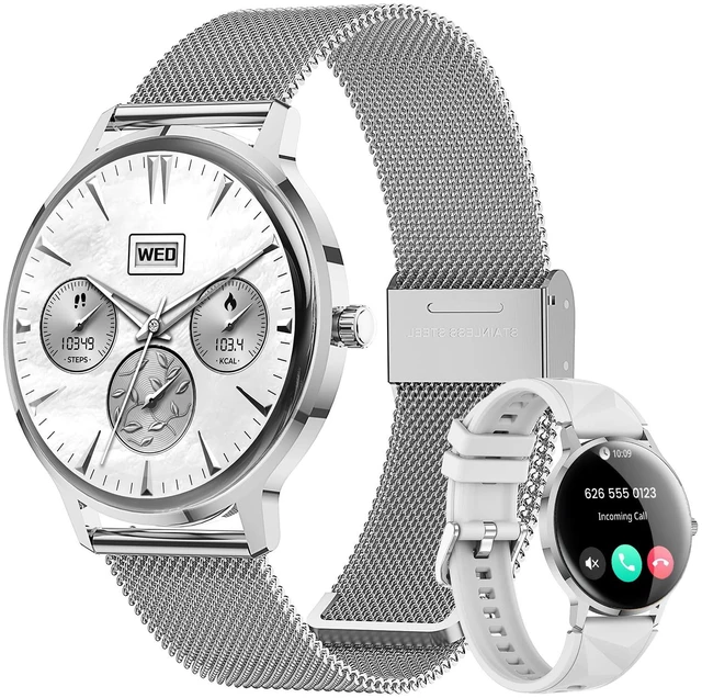 Main image of Smart Watch for Women Android/iPhone, 1.32" Curved AMOLED 2 Bands Fitness Tracker with Bluetooth Calling, Wireless Charging, IP68 Waterproof, Heart Rate/Sleep/SpO2 Monitor, 110+ Sports Model