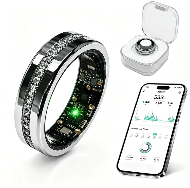 Main image of Smart Ring for Women & Men, Smart Ring Sleep Tracker, No Subscription Health Tracker Ring with Heart Rate Monitor, Blood Oxygen (SpO2), Body Temperature, Stress & Fitness Tracking, Bluetooth