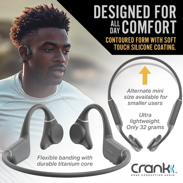 Alt view image 3 of 6 - Crank Bone Conduction Sport Headphones - Bluetooth & Waterproof
