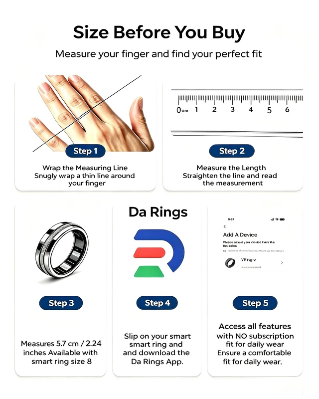 Alt view image 3 of 7 - Smart Ring for Women & Men, Smart Ring Sleep Tracker, No Subscription Health Tracker Ring with Heart Rate Monitor, Blood Oxygen (SpO2), Body Temperature, Stress & Fitness Tracking, Bluetooth