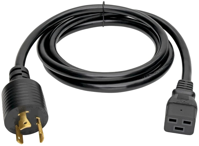 Main image of Heavy-Duty Power Cord NEMA L6-20P to C19 for PDU and UPS 10ft/3m, 20A, 250V, 12AWG, IEC-320-C19 to NEMA L6-20P Power Cable, UL Listed