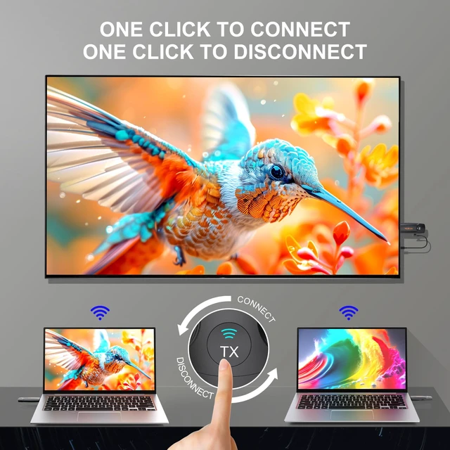 Alt view image 3 of 7 - HDMI Wireless Transmitter and Receiver, Wireless Display Adapter 4K HD and 2.4G&5G, HDMI Extender Kit Support USB C Streaming Video Audio to Monitor TV from Laptop Camera STB, 196FT/60M, Plug & Play