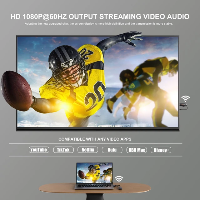 Alt view image 2 of 7 - HDMI Wireless Transmitter and Receiver, Wireless Display Adapter 4K HD and 2.4G&5G, HDMI Extender Kit Support USB C Streaming Video Audio to Monitor TV from Laptop Camera STB, 196FT/60M, Plug & Play