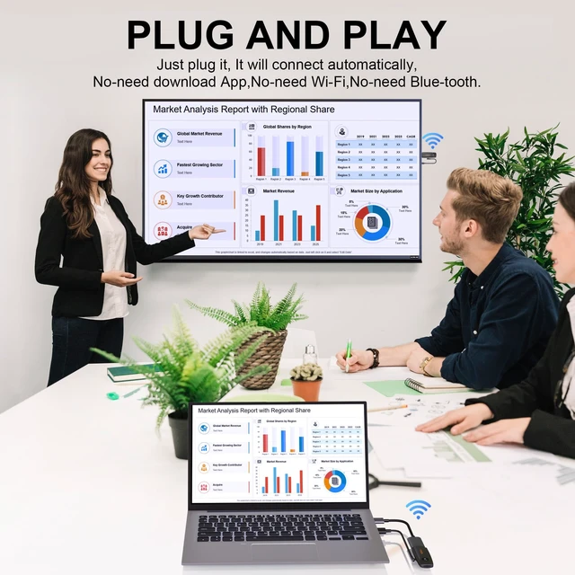 Alt view image 5 of 7 - HDMI Wireless Transmitter and Receiver, Wireless Display Adapter 4K HD and 2.4G&5G, HDMI Extender Kit Support USB C Streaming Video Audio to Monitor TV from Laptop Camera STB, 196FT/60M, Plug & Play