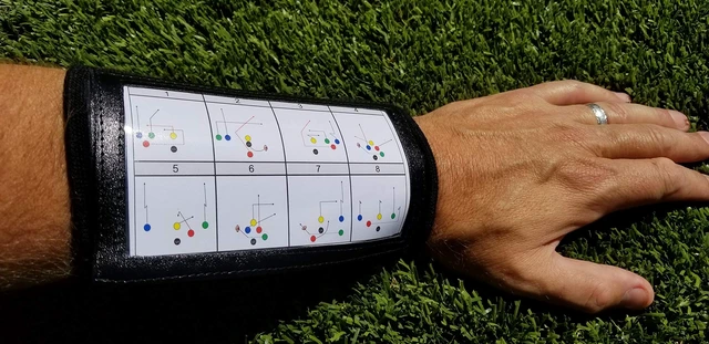 Alt view image 2 of 3 - Adult Football Wristbands QB Play Coach - Black Football Play for Quarterbacks Helps Streamline Play, Improve Team Communication & Keep Organized During Games