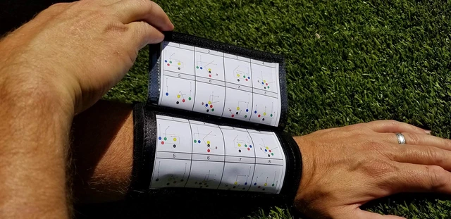 Alt view image 3 of 3 - Adult Football Wristbands QB Play Coach - Black Football Play for Quarterbacks Helps Streamline Play, Improve Team Communication & Keep Organized During Games