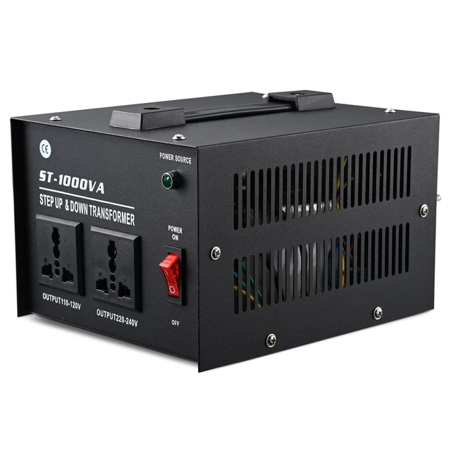 Alt view image 2 of 7 - 1000 Watt Voltage Transformer- Step Up and Down- Circuit Breaker Protection Universal Dual Output Step Up & Step Down Power Transformer 110V to 220V/220V to 110V