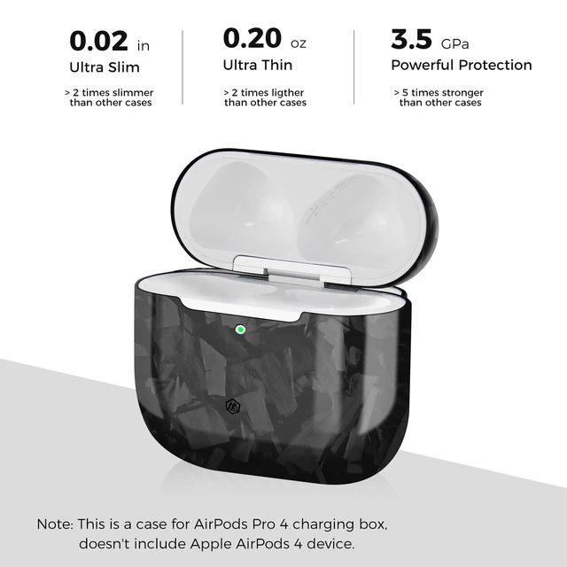 Alt view image 4 of 7 - Real Forged Carbon Fiber Case for Airpods 4,Ultra Light & Thin/Scratch Resistant Protective Hard Cover for 2024 New 4th Generation Airpods,Compatible with MagSafe Wireless Charging