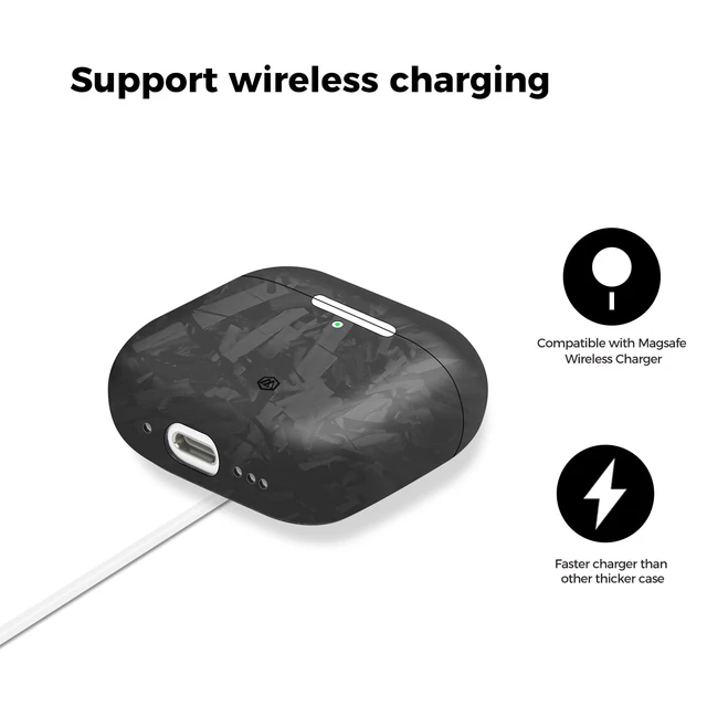 Alt view image 5 of 7 - Real Forged Carbon Fiber Case for Airpods 4,Ultra Light & Thin/Scratch Resistant Protective Hard Cover for 2024 New 4th Generation Airpods,Compatible with MagSafe Wireless Charging