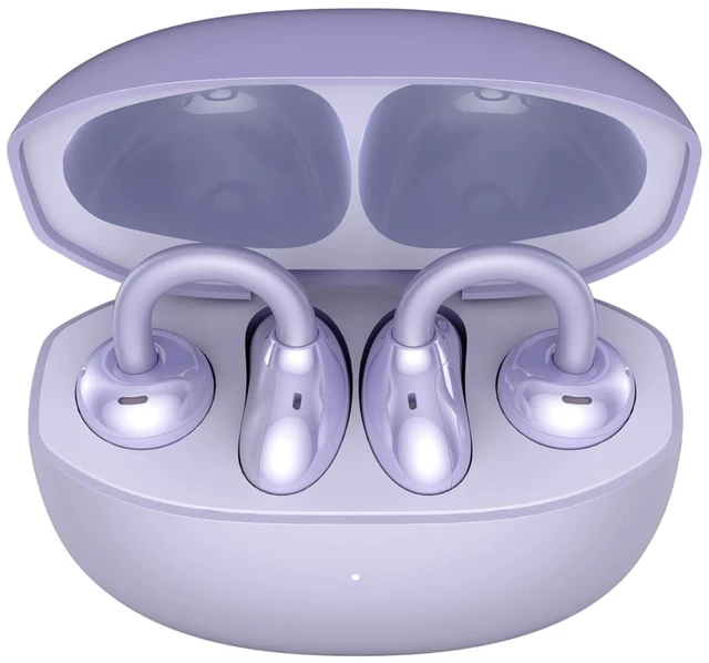 Alt view image 2 of 7 - Choice Earbuds Clip, 36 Hours Bluetooth Headphones, Noise Cancelling Open-Ear Headphones, Bluetooth 5.3 Headset with Microphone, IP54 Wireless Earphones, Purple