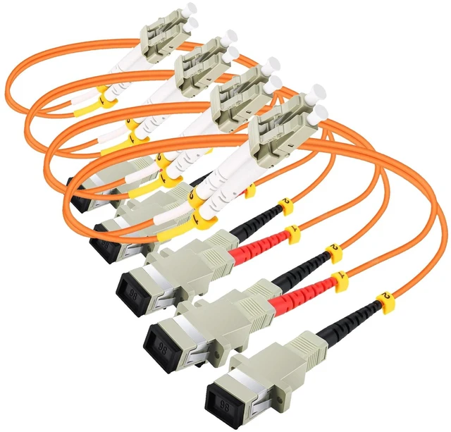 Main image of 1ft Fiber Optic Adapter Cable LC (Male) to SC (Female) Multimode 62.5/125 Duplex (Pack of 4)