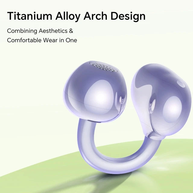 Alt view image 5 of 7 - Choice Earbuds Clip, 36 Hours Bluetooth Headphones, Noise Cancelling Open-Ear Headphones, Bluetooth 5.3 Headset with Microphone, IP54 Wireless Earphones, Purple