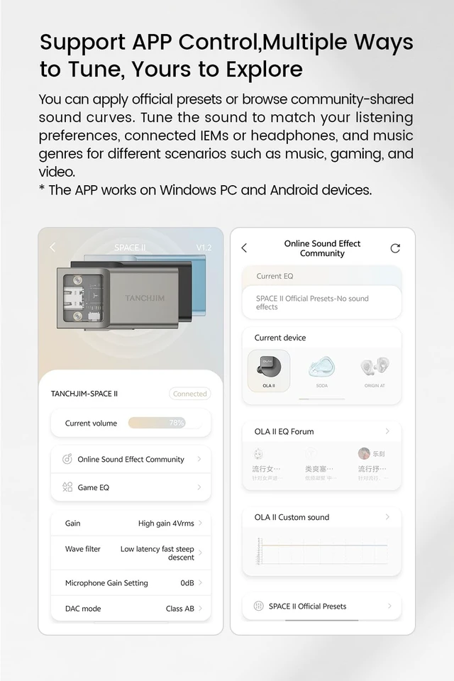 Alt view image 7 of 7 - Space Portable Headphone Amplifier Impact DAC 3.5/4.4mm Output Dual CS43131, PCM 32Bit/384kHz, PureBridge USB digital transmission chip, High performance with low power consumption