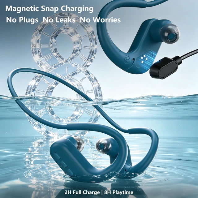 Alt view image 7 of 7 - Waterproof Earbuds for Swimming, Swimming Headphones with 8GB MP3 Player In-Ear Bone Conduction Earbuds, Swimming Headphones, IPX8 Swimming Earphones for Underwater, Headphones for Running Fitnes