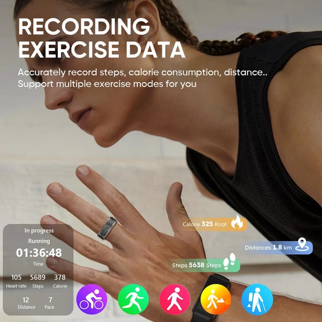 Alt view image 4 of 7 - Smart Ring Heart Rate Monitor Sleep Tracker Fitness Rings Step Counter Pedometer Waterproof Health Vintage Smart Rings for Men Women Unique Anillo Inteligente, No Subscription Fee