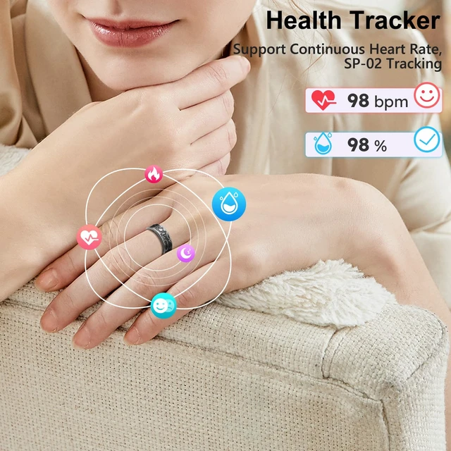 Alt view image 2 of 7 - Smart Ring Heart Rate Monitor Sleep Tracker Fitness Rings Step Counter Pedometer Waterproof Health Vintage Smart Rings for Men Women Unique Anillo Inteligente, No Subscription Fee