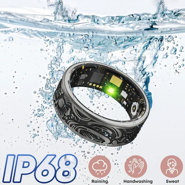 Alt view image 6 of 7 - Smart Ring Heart Rate Monitor Sleep Tracker Fitness Rings Step Counter Pedometer Waterproof Health Vintage Smart Rings for Men Women Unique Anillo Inteligente, No Subscription Fee