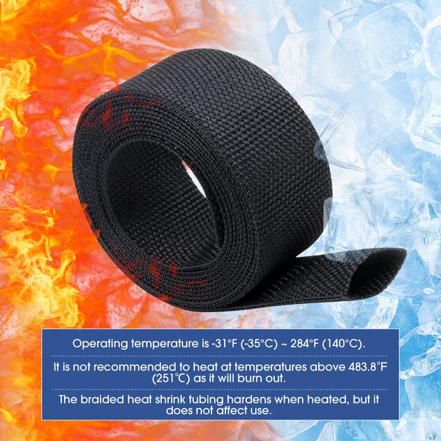 Alt view image 3 of 7 - 2:1 Heat Shrinkable Braided Sleeving Fabric Wire Loom 3/8inch-48Ft High Temp Heat Shrink Wiring Harness Wrap Abrasion Protector Cable Sleeve for Automotive Hose Cord Cover/Electrical Sheathing