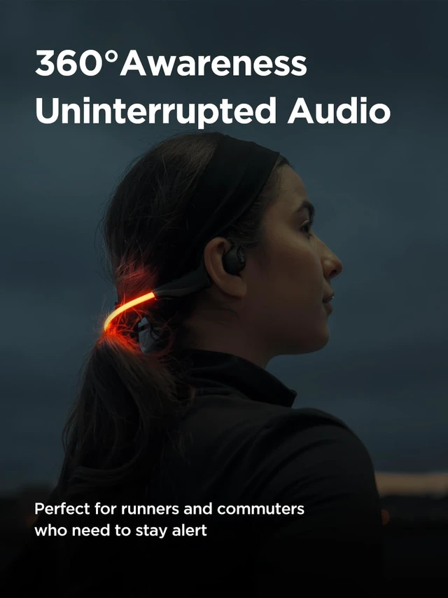 Alt view image 3 of 7 - Light 2 Open Ear Headphones, IPX5 Running Headphone with 180° Ultra-Bright Beacon String, BT 6.0, 16H Playtime, Air Conduction Headphones Open Ear Earbuds for Fitness, Cycling, Outdoor - Orange
