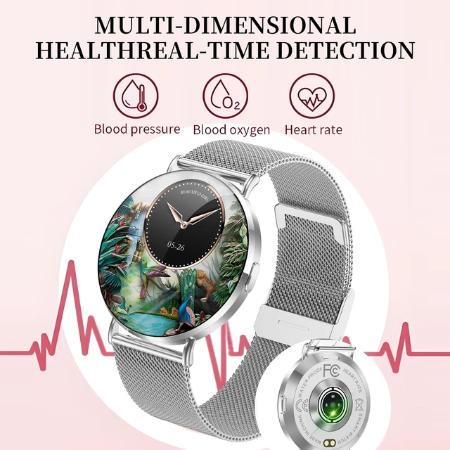 Alt view image 2 of 7 - Welfit Smart Watch for Women (2 Straps),1.32-inch AMOLED Ultra Clear Screen Fitness Tracker with SpO2/heart Rate/Sleep Tracking, Suitable for iOS/Android System Waterproof smartwatch(Silver)