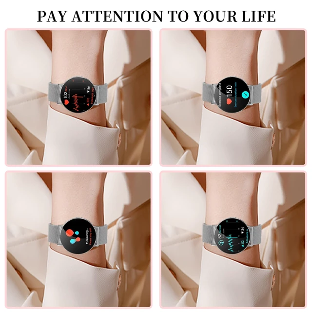 Alt view image 3 of 7 - Welfit Smart Watch for Women (2 Straps),1.32-inch AMOLED Ultra Clear Screen Fitness Tracker with SpO2/heart Rate/Sleep Tracking, Suitable for iOS/Android System Waterproof smartwatch(Silver)