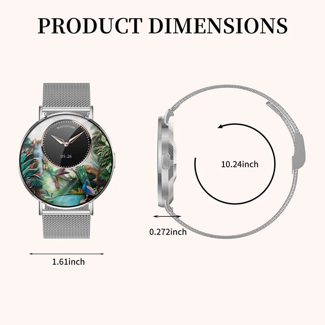 Alt view image 7 of 7 - Welfit Smart Watch for Women (2 Straps),1.32-inch AMOLED Ultra Clear Screen Fitness Tracker with SpO2/heart Rate/Sleep Tracking, Suitable for iOS/Android System Waterproof smartwatch(Silver)