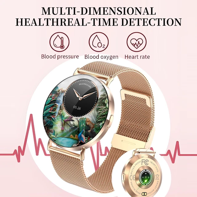 Alt view image 3 of 7 - Welfit Smart Watch for Women (2 Straps),1.32-inch AMOLED Ultra Clear Screen Fitness Tracker with SpO2/heart Rate/Sleep Tracking, Suitable for iOS/Android System Waterproof smartwatch(Gold)