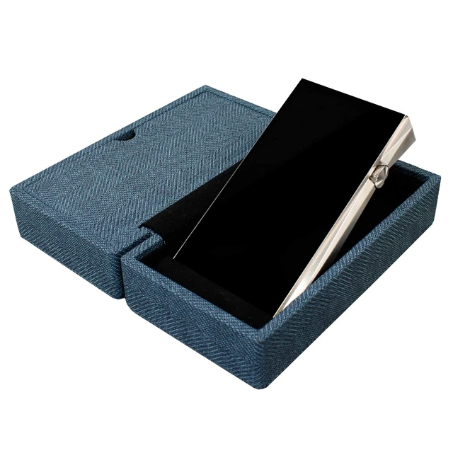Alt view image 7 of 7 - Carrying case for DAP + Earphone, Handmade Italy PU Leather Hard Standing case for 2 IEM Earphones + 1 Digital Audio Player Storage Carry Cover Box (Large Size-Black)