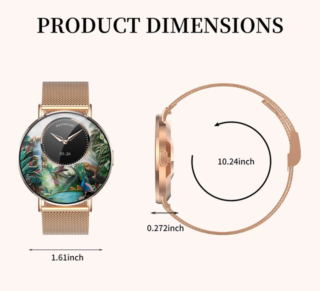 Alt view image 5 of 7 - Welfit Smart Watch for Women (2 Straps),1.32-inch AMOLED Ultra Clear Screen Fitness Tracker with SpO2/heart Rate/Sleep Tracking, Suitable for iOS/Android System Waterproof smartwatch(Gold)