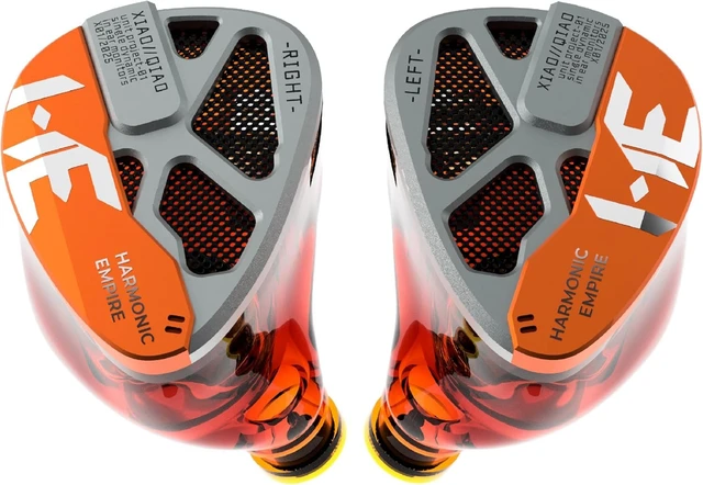 Alt view image 2 of 7 - HE Xiao Qiao Semi-open Single Dynamic In Ear Monitors, 10mm Graphene Diaphragm Dynamic driver IEM, Gaming IEM Earphones, HiFi Wired Earphones with 5 Axis CNC Hyper Presicion Resin (Orange, 4.4mm)