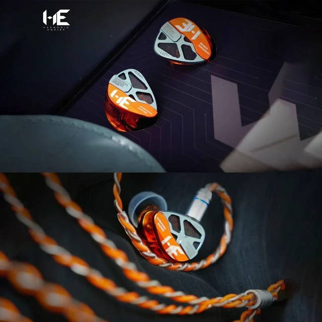 Alt view image 3 of 7 - HE Xiao Qiao Semi-open Single Dynamic In Ear Monitors, 10mm Graphene Diaphragm Dynamic driver IEM, Gaming IEM Earphones, HiFi Wired Earphones with 5 Axis CNC Hyper Presicion Resin (Orange, 4.4mm)