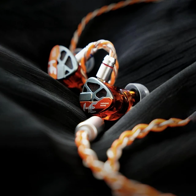 Alt view image 6 of 7 - HE Xiao Qiao Semi-open Single Dynamic In Ear Monitors, 10mm Graphene Diaphragm Dynamic driver IEM, Gaming IEM Earphones, HiFi Wired Earphones with 5 Axis CNC Hyper Presicion Resin (Orange, 4.4mm)