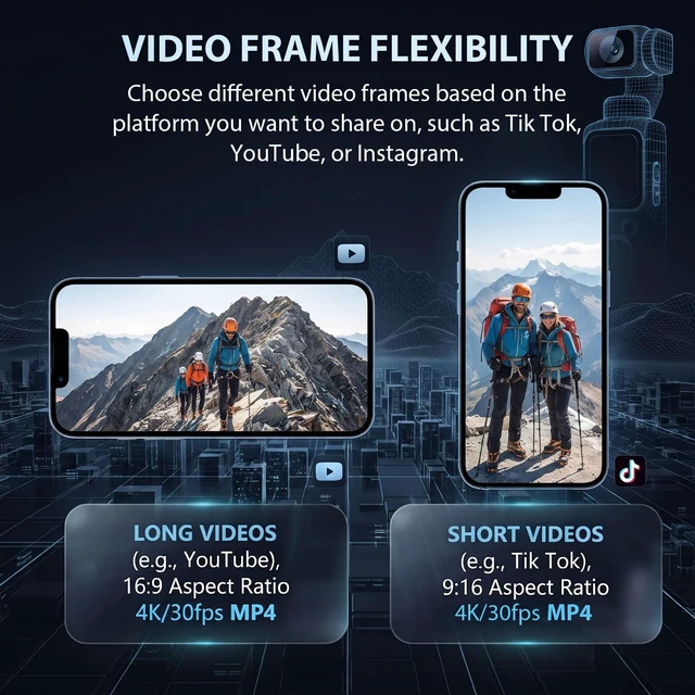 Alt view image 4 of 7 - 4K Vlogging Camera, Handheld Pocket Camera for YouTube, Gimbal Digital Cam Auto Face Tracking, 330° Rotate Lens, 1.72" Touch Screen, 31 filters, Support WiFi Sharing for Travel Vlogging, 64MP Photo