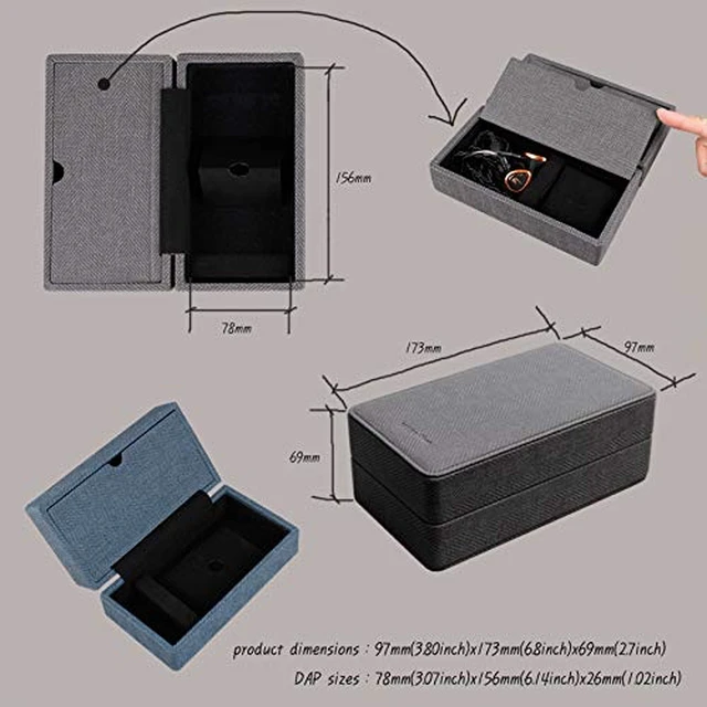 Alt view image 4 of 7 - Carrying case for DAP + Earphone, Handmade Italy PU Leather Hard Standing case for 2 IEM Earphones + 1 Digital Audio Player Storage Carry Cover Box (Large Size-Indigo Blue)