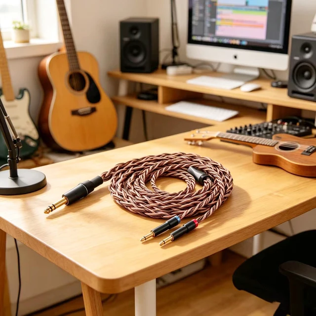 Alt view image 2 of 7 - 8N OCC German Copper Cable Wire Compatible with MEZE Audio 109 Pro 105 AER Hifiman HE560 HE4XX HE-350 Sony MDR Z1R MDR Z7M2 Earbuds 6.35mm Connector 6.5ft
