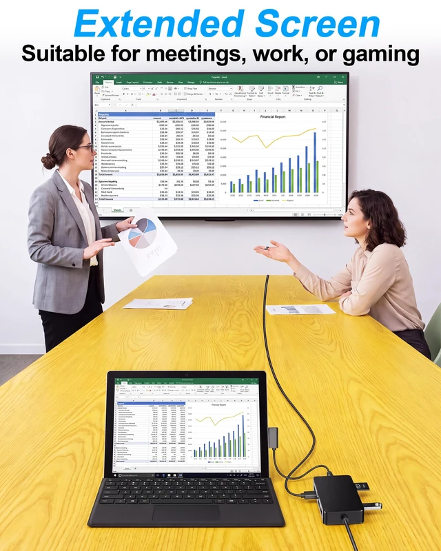 Alt view image 3 of 6 - Surface Docking Station - 9-in-1 Surface Dock Hub with 4K HDMI, 3X USB 3.2, 2X USB-C, Gigabit Ethernet, SD/TF for Surface Pro 11/10/9/8/7/6/5, Laptop, Book, Studio, Go