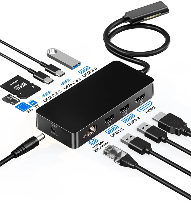 Main image of Surface Docking Station - 9-in-1 Surface Dock Hub with 4K HDMI, 3X USB 3.2, 2X USB-C, Gigabit Ethernet, SD/TF for Surface Pro 11/10/9/8/7/6/5, Laptop, Book, Studio, Go