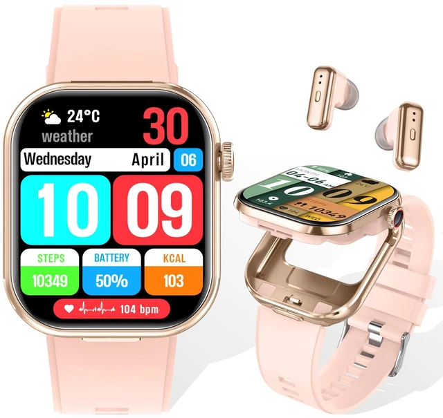 Main image of Smartwatch with Earbuds, 2-in-1 Sports Watch with Pedometer, 2.02-inch Rugged Fitness Watch, Calorie, Sleep Monitor, Heart Rate Monitor, 100+ Exercise Modes for iOS and Android