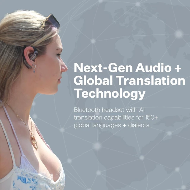 Alt view image 3 of 7 - TravelerAI Spin Bluetooth Earbuds with Fidget Spinner Case, Open-Ear Audio, Real-Time AI Translation in 159+ Languages, Black