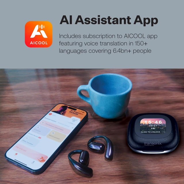 Alt view image 5 of 7 - TravelerAI+ Smart Translator Earbuds with LCD Display Case, Open-Ear Bluetooth 5.4, Real-Time AI Translation in 159+ Languages, Black