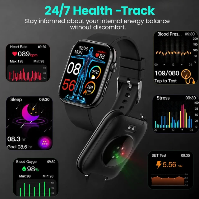 Alt view image 2 of 7 - Smart Watch for Men - 1.83" HD Smart Watch, 30 Days Battery Life Calls/Messages/Notifications, IP68 110+ Sports Modes Fitness Watch for Women & Men/Android & iPhone