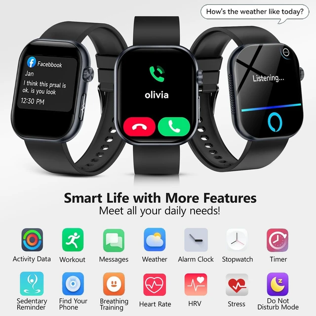 Alt view image 7 of 7 - Smart Watch for Men - 1.83" HD Smart Watch, 30 Days Battery Life Calls/Messages/Notifications, IP68 110+ Sports Modes Fitness Watch for Women & Men/Android & iPhone