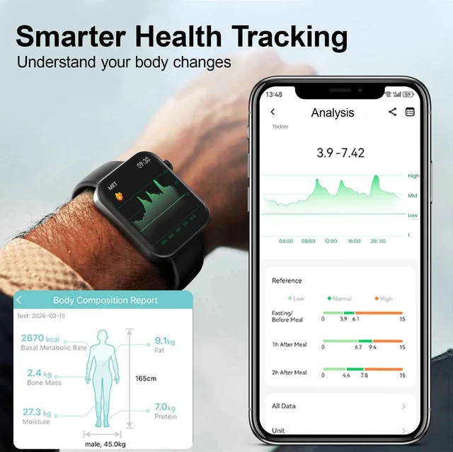 Alt view image 3 of 7 - Smart Watch for Men - 1.83" HD Smart Watch, 30 Days Battery Life Calls/Messages/Notifications, IP68 110+ Sports Modes Fitness Watch for Women & Men/Android & iPhone