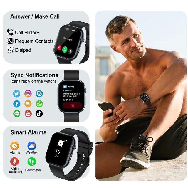 Alt view image 5 of 7 - Smart Watch for Men - 1.83" HD Smart Watch, 30 Days Battery Life Calls/Messages/Notifications, IP68 110+ Sports Modes Fitness Watch for Women & Men/Android & iPhone