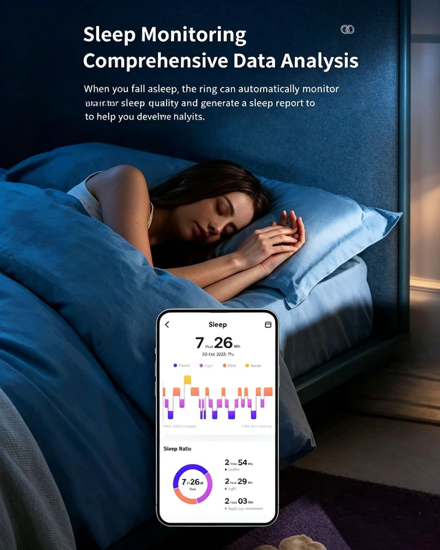 Alt view image 5 of 7 - Smart Ring for Women & Men, Smart Ring Sleep Tracker, No Subscription Health Tracker Ring with Heart Rate Monitor, Blood Oxygen (SpO2), Body Temperature, Stress & Fitness Tracking, Bluetooth