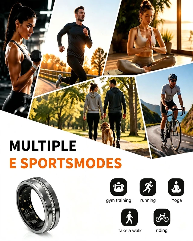Alt view image 7 of 7 - Smart Ring for Women & Men, Smart Ring Sleep Tracker, No Subscription Health Tracker Ring with Heart Rate Monitor, Blood Oxygen (SpO2), Body Temperature, Stress & Fitness Tracking, Bluetooth