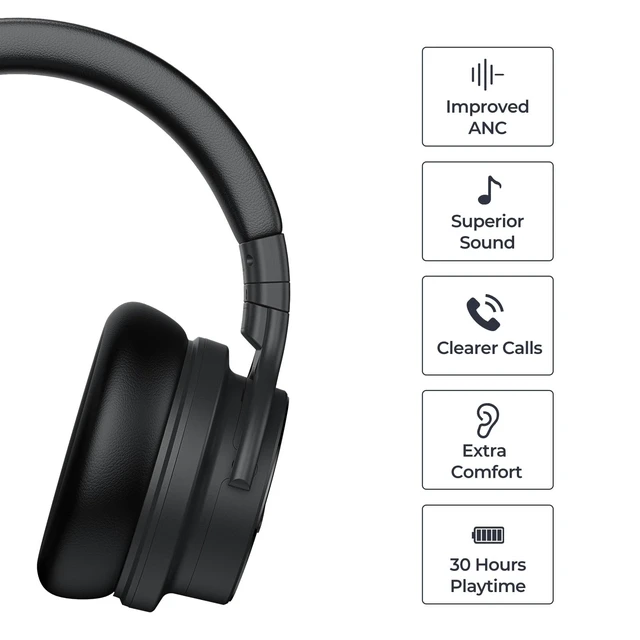 Alt view image 2 of 7 - E7 Active Noise Cancelling Headphones Wireless Bluetooth Headphones with Rich Bass, Wireless Headphones with Clear Calls, Bluetooth 5.0, 30 Hours Playtime, Comfort Fit, Model 7
