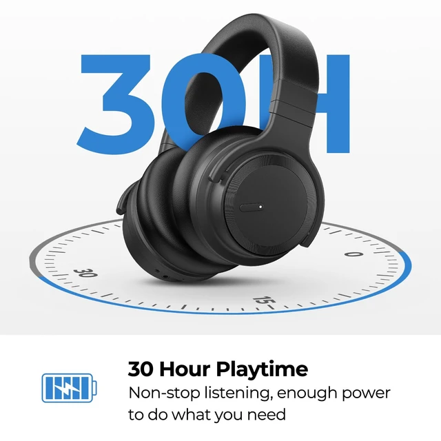Alt view image 3 of 7 - E7 Active Noise Cancelling Headphones Wireless Bluetooth Headphones with Rich Bass, Wireless Headphones with Clear Calls, Bluetooth 5.0, 30 Hours Playtime, Comfort Fit, Model 7